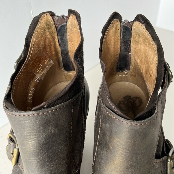 Dkode Heeled Ankle Booties Leather Cowboy Western Metallic Bronze Brown - Picture 12 of 17